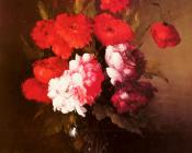 杰曼西奥多尔克勒门特立波特 - Pink Peonies And Poppies In A Glass Vase
